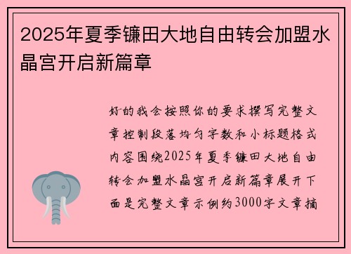 2025年夏季镰田大地自由转会加盟水晶宫开启新篇章